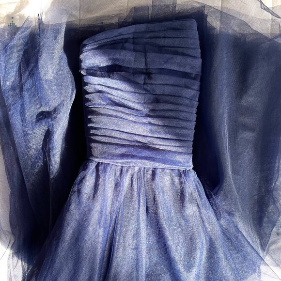 J. Crew Tulle Pleated Dress - Navy - Picture 5 of 8